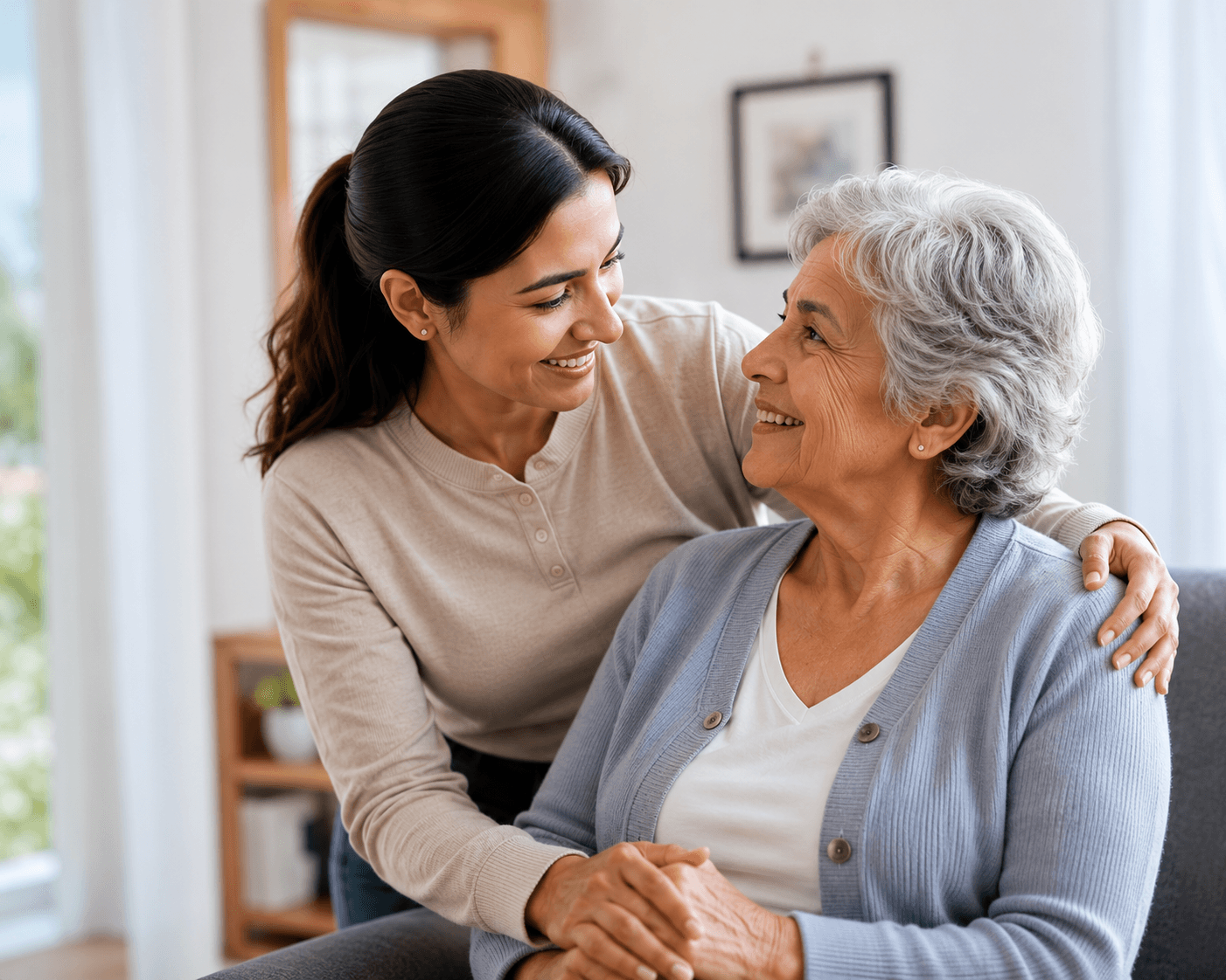 Caregiver helping elderly patient